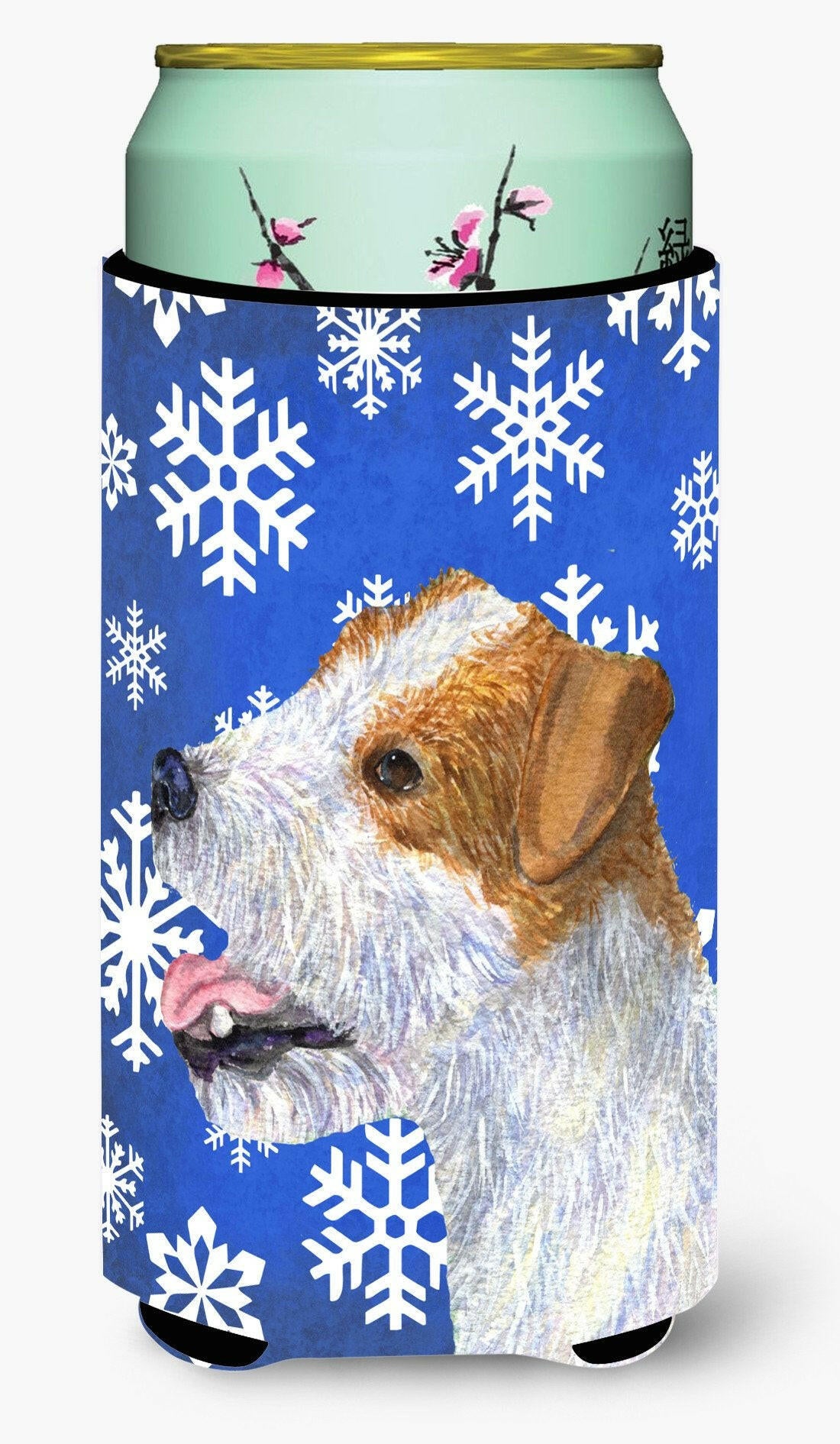 Jack Russell Terrier Winter Snowflakes Holiday  Tall Boy Beverage Insulator Beverage Insulator Hugger by Caroline's Treasures