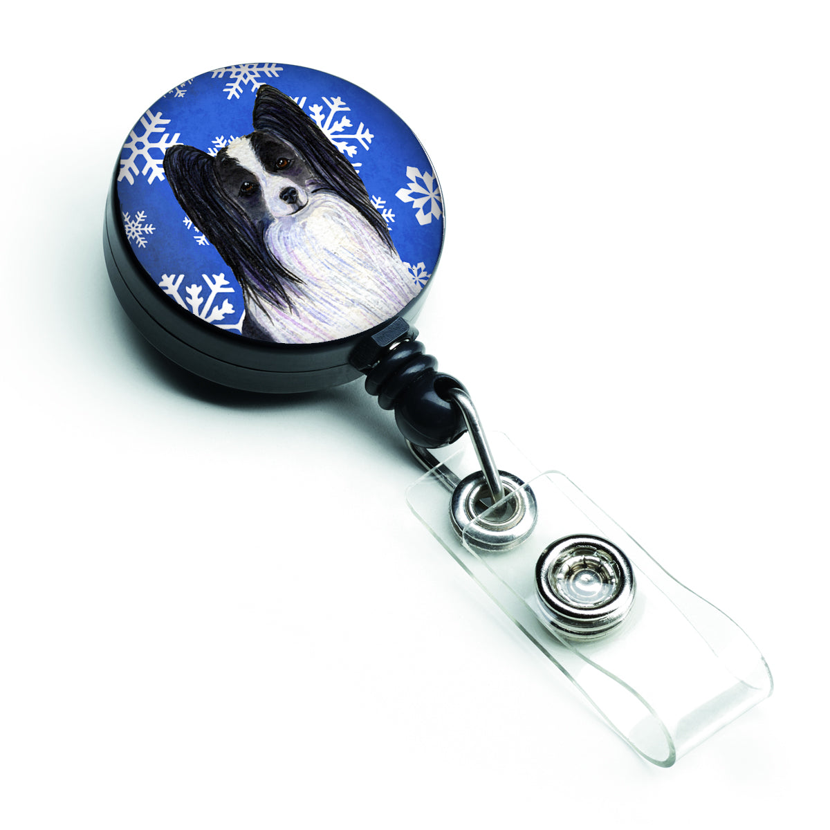 Papillon Winter Snowflakes Holiday Retractable Badge Reel SS4643BR