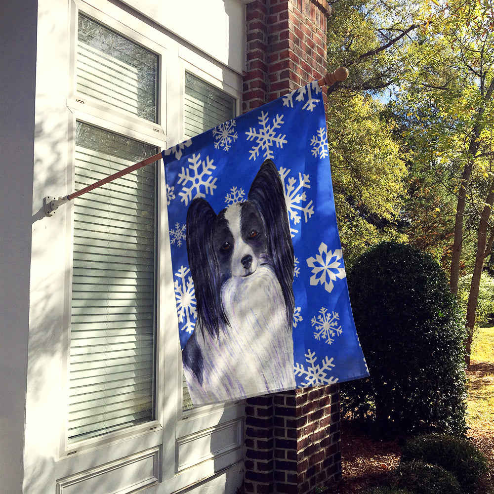 Papillon Winter Snowflakes Holiday Flag Canvas House Size