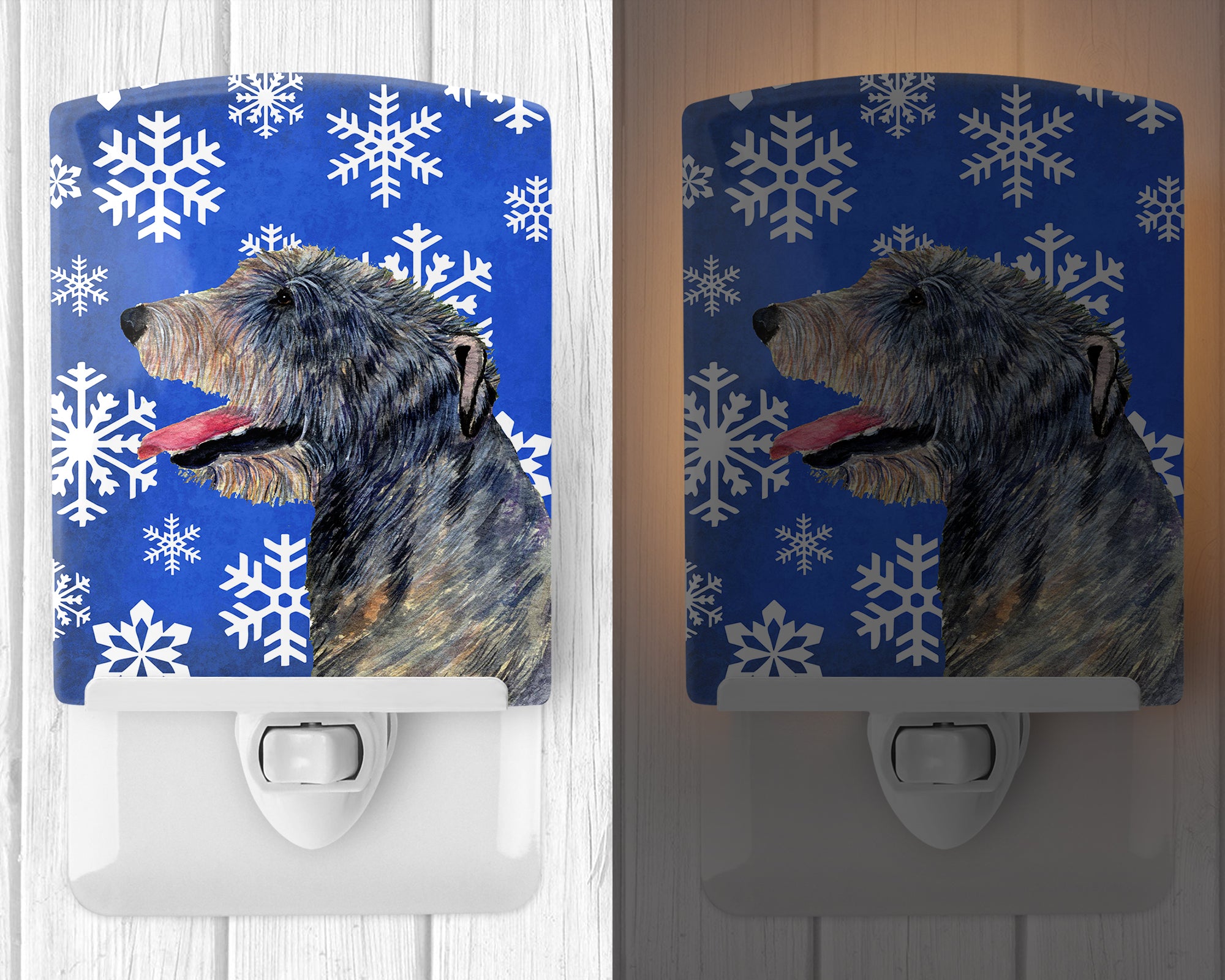 Irish Wolfhound Winter Snowflakes Holiday Ceramic Night Light SS4644CNL - the-store.com