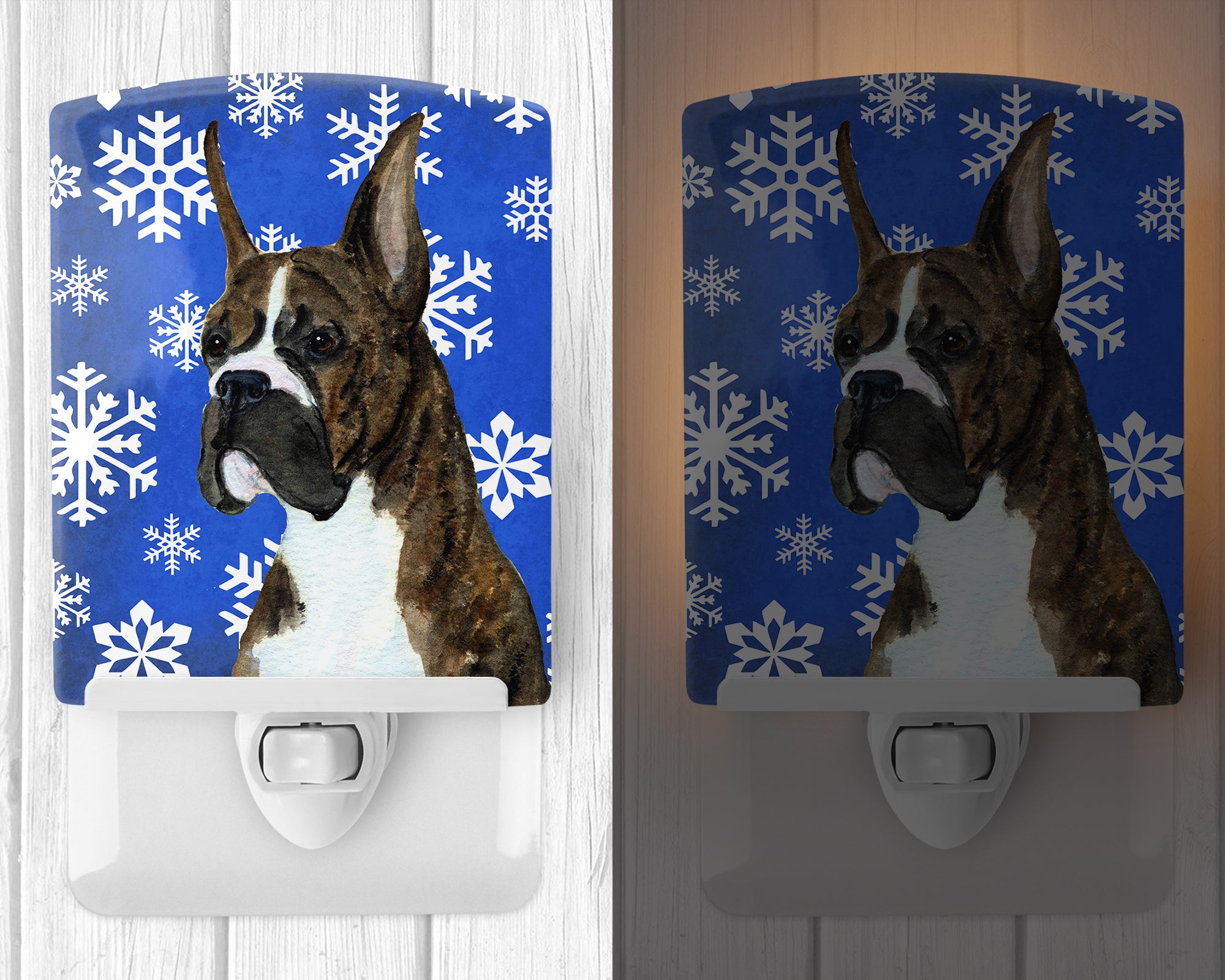 Boxer Winter Snowflakes Holiday Ceramic Night Light SS4646CNL - the-store.com