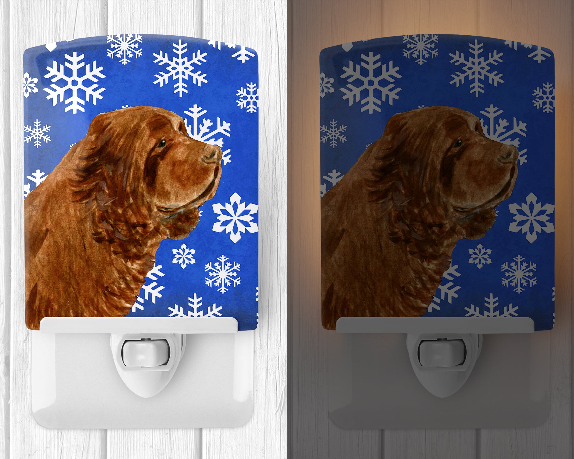 Sussex Spaniel Winter Snowflakes Holiday Ceramic Night Light SS4648CNL - the-store.com