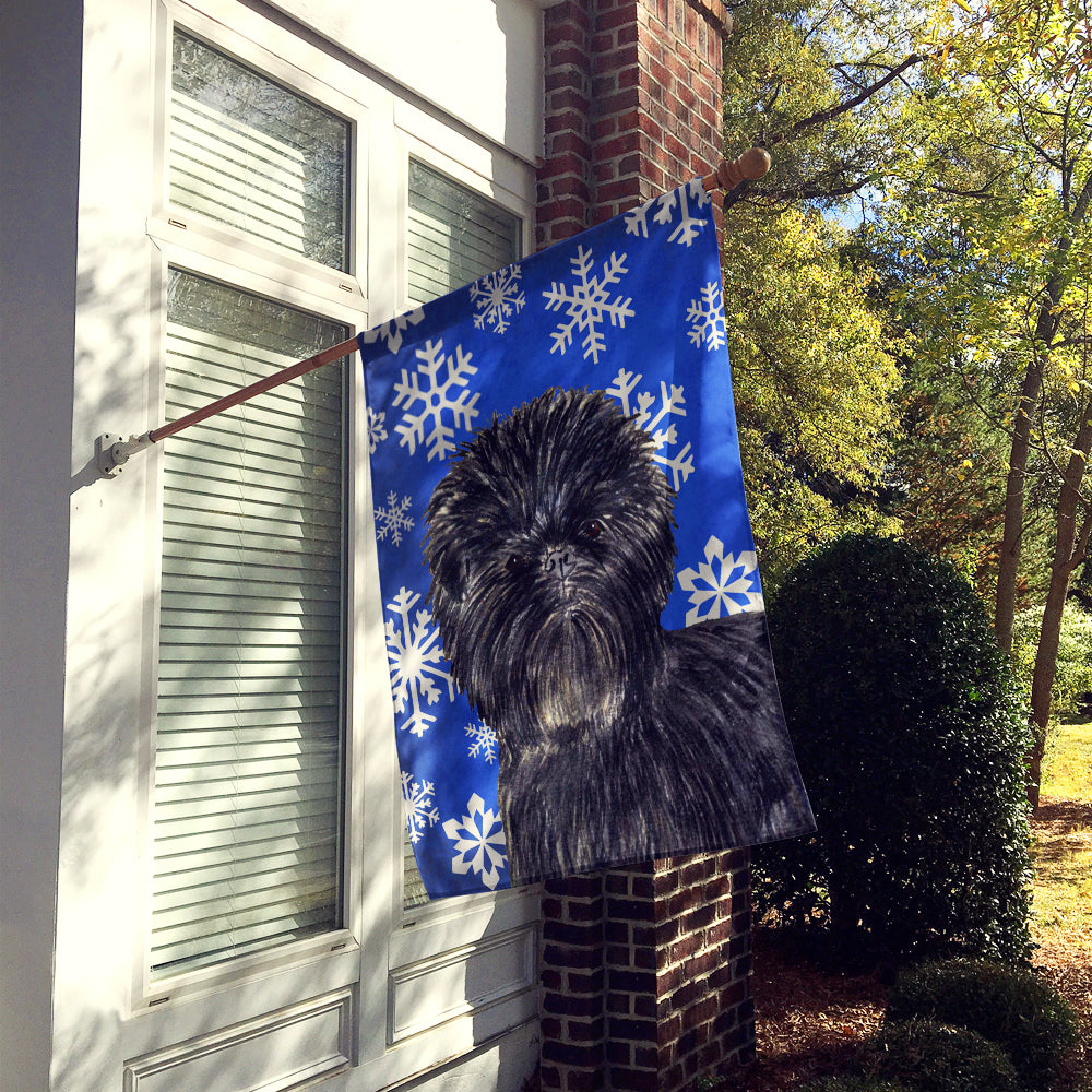 Affenpinscher Winter Snowflakes Holiday Flag Canvas House Size