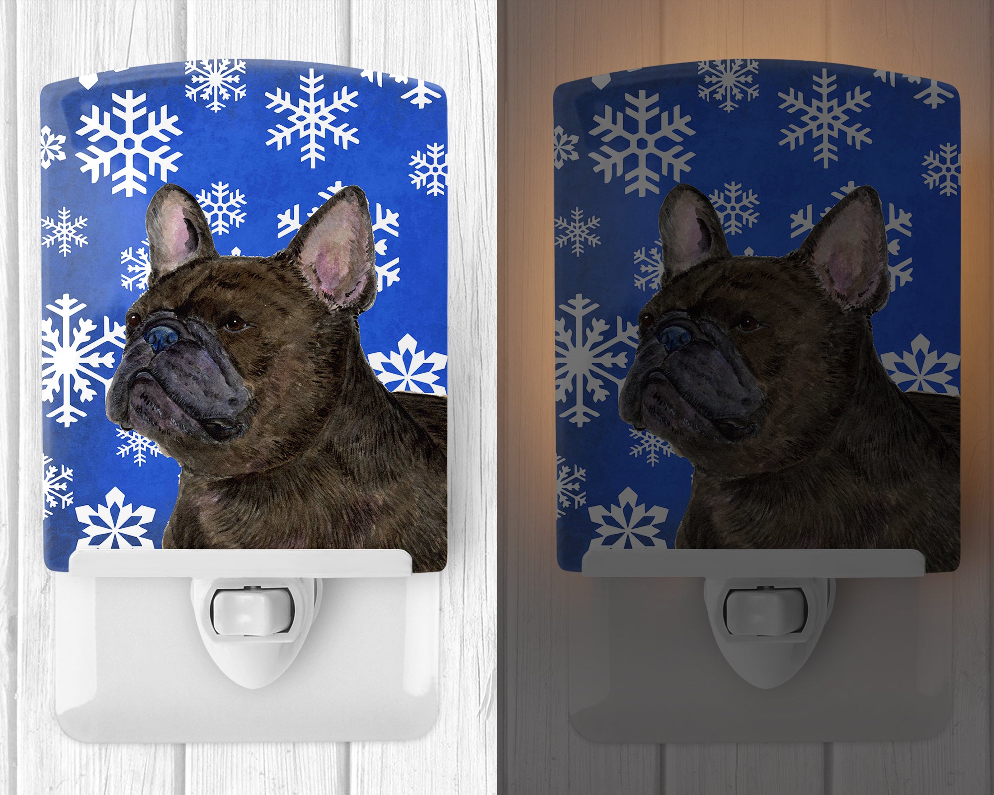 French Bulldog Winter Snowflakes Holiday Ceramic Night Light SS4657CNL - the-store.com