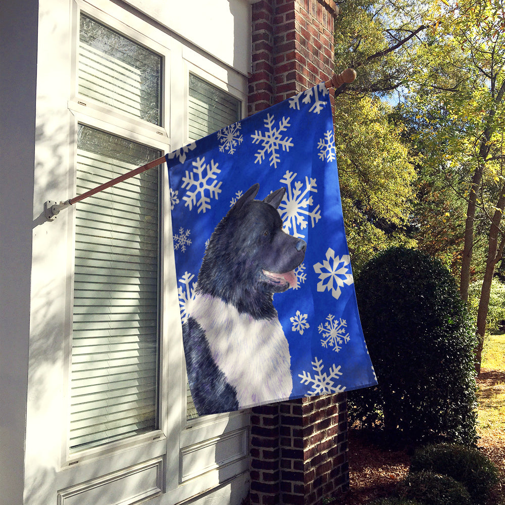 Akita Winter Snowflakes Holiday Flag Canvas House Size