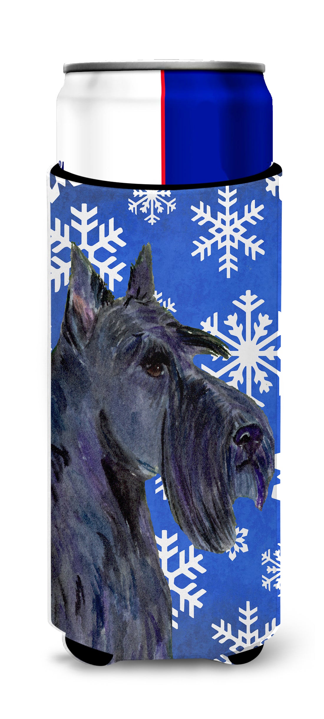 Scottish Terrier Winter Snowflakes Holiday Ultra Beverage Insulators for slim cans SS4667MUK.