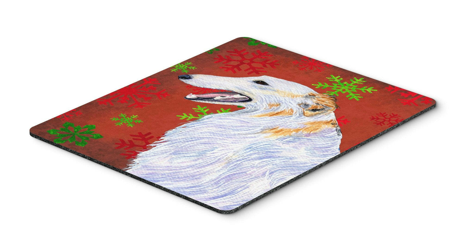 Borzoi Red and Green Snowflakes Holiday Christmas Mouse Pad, Hot Pad or Trivet by Caroline's Treasures
