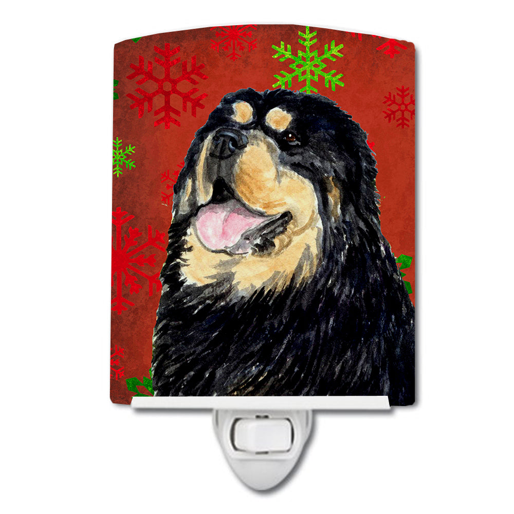 Tibetan Mastiff Red Green Snowflake Christmas Ceramic Night Light SS4719CNL - the-store.com