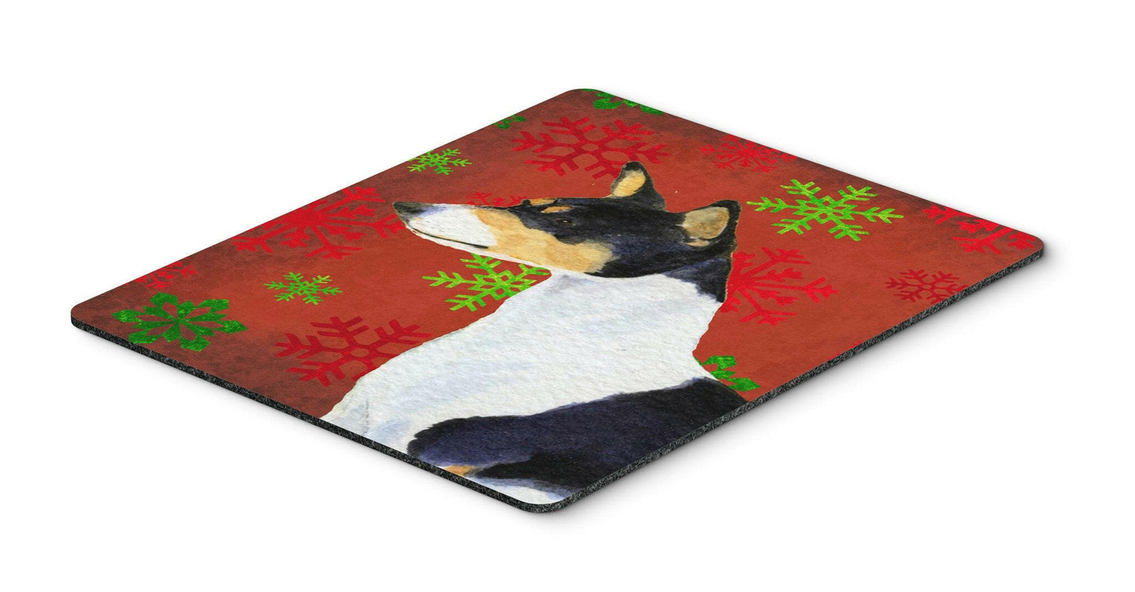 Basenji Red and Green Snowflakes Holiday Christmas Mouse Pad, Hot Pad or Trivet by Caroline's Treasures