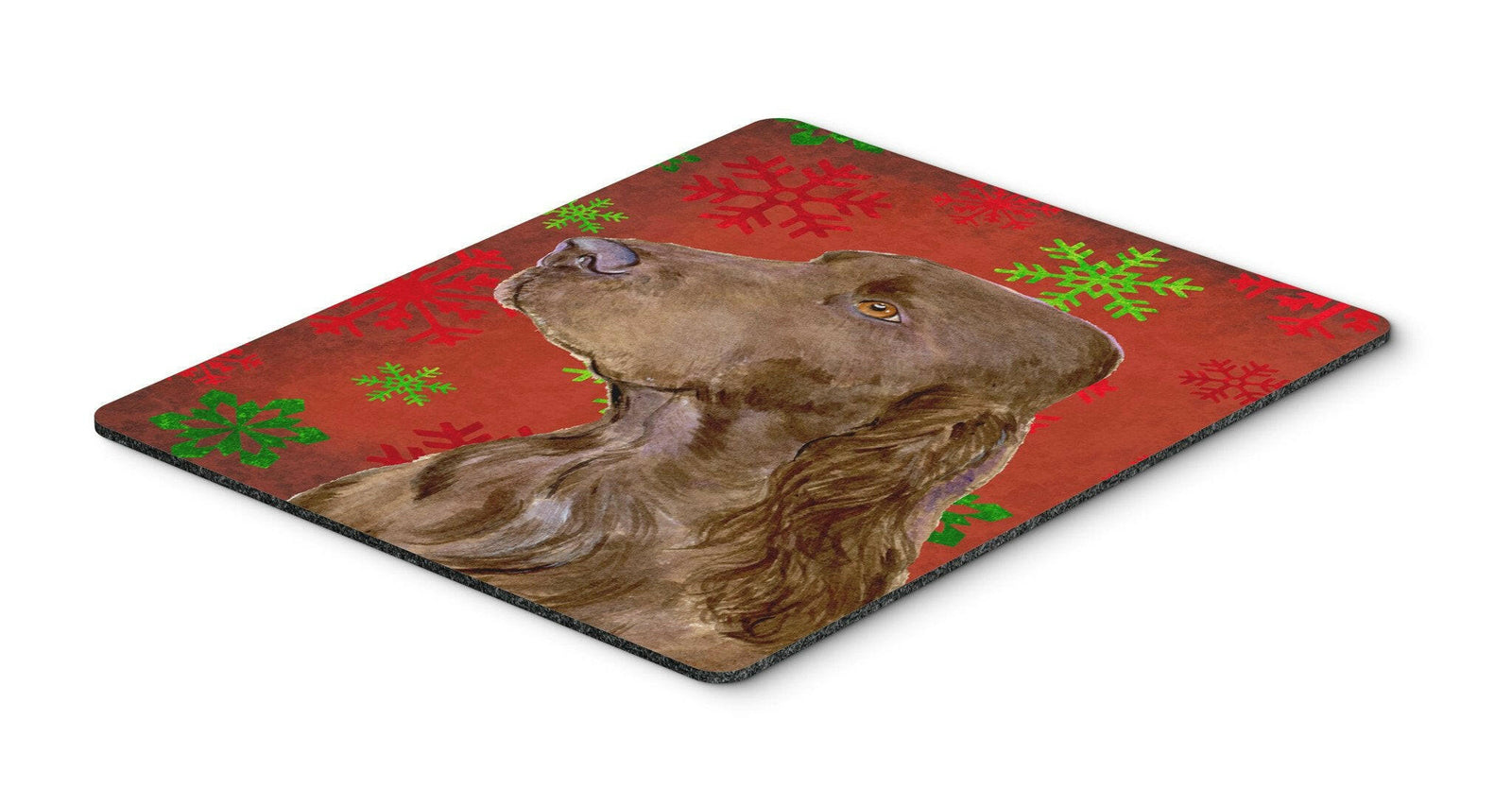 Field Spaniel Red and Green Snowflakes Christmas Mouse Pad, Hot Pad or Trivet by Caroline's Treasures