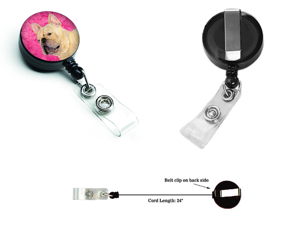 French Bulldog  Retractable Badge Reel or ID Holder with Clip SS4761
