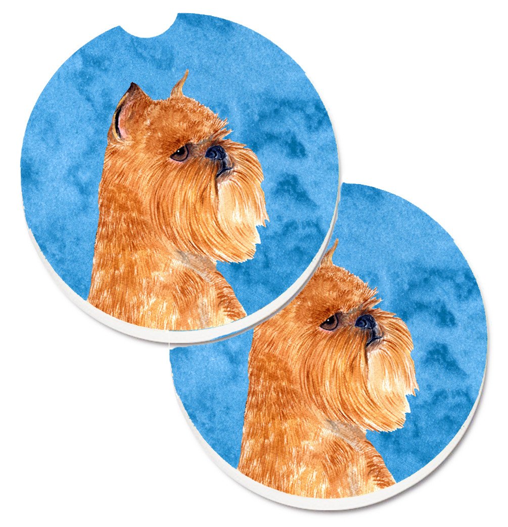 Blue Brussels Griffon Set of 2 Cup Holder Car Coasters SS4770-BUCARC by Caroline's Treasures