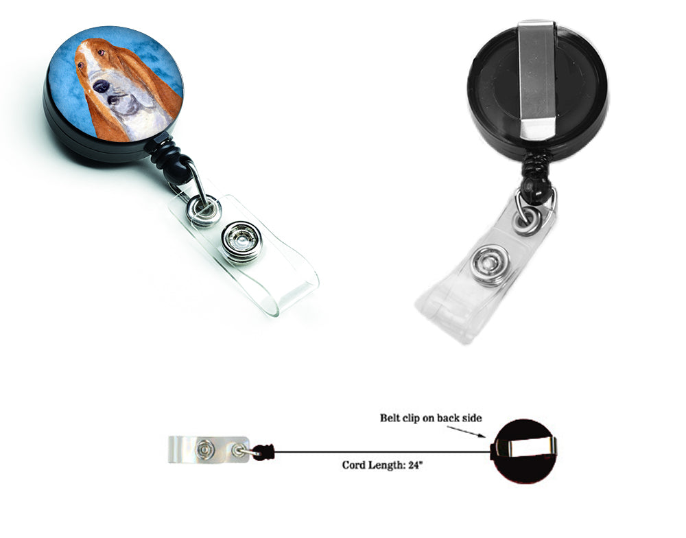 Basset Hound  Retractable Badge Reel or ID Holder with Clip SS4804