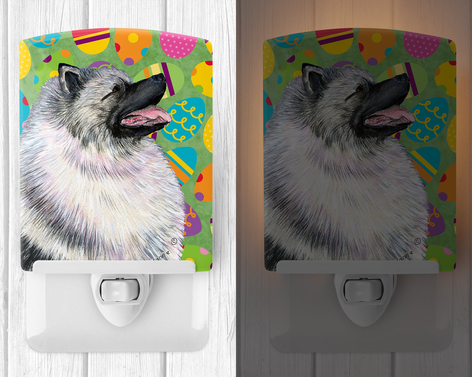 Keeshond Easter Eggtravaganza Ceramic Night Light SS4833CNL - the-store.com
