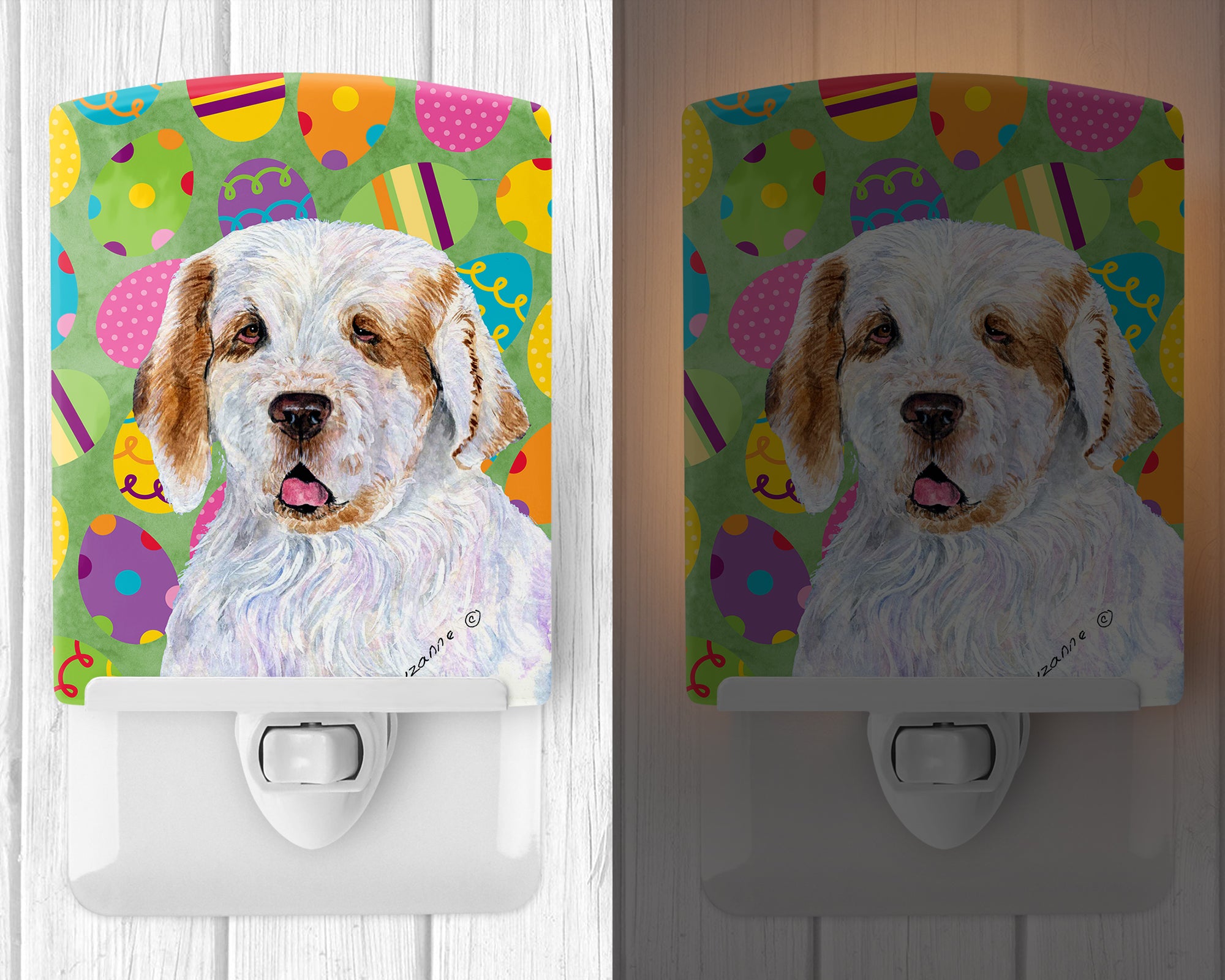 Clumber Spaniel Easter Eggtravaganza Ceramic Night Light SS4845CNL - the-store.com