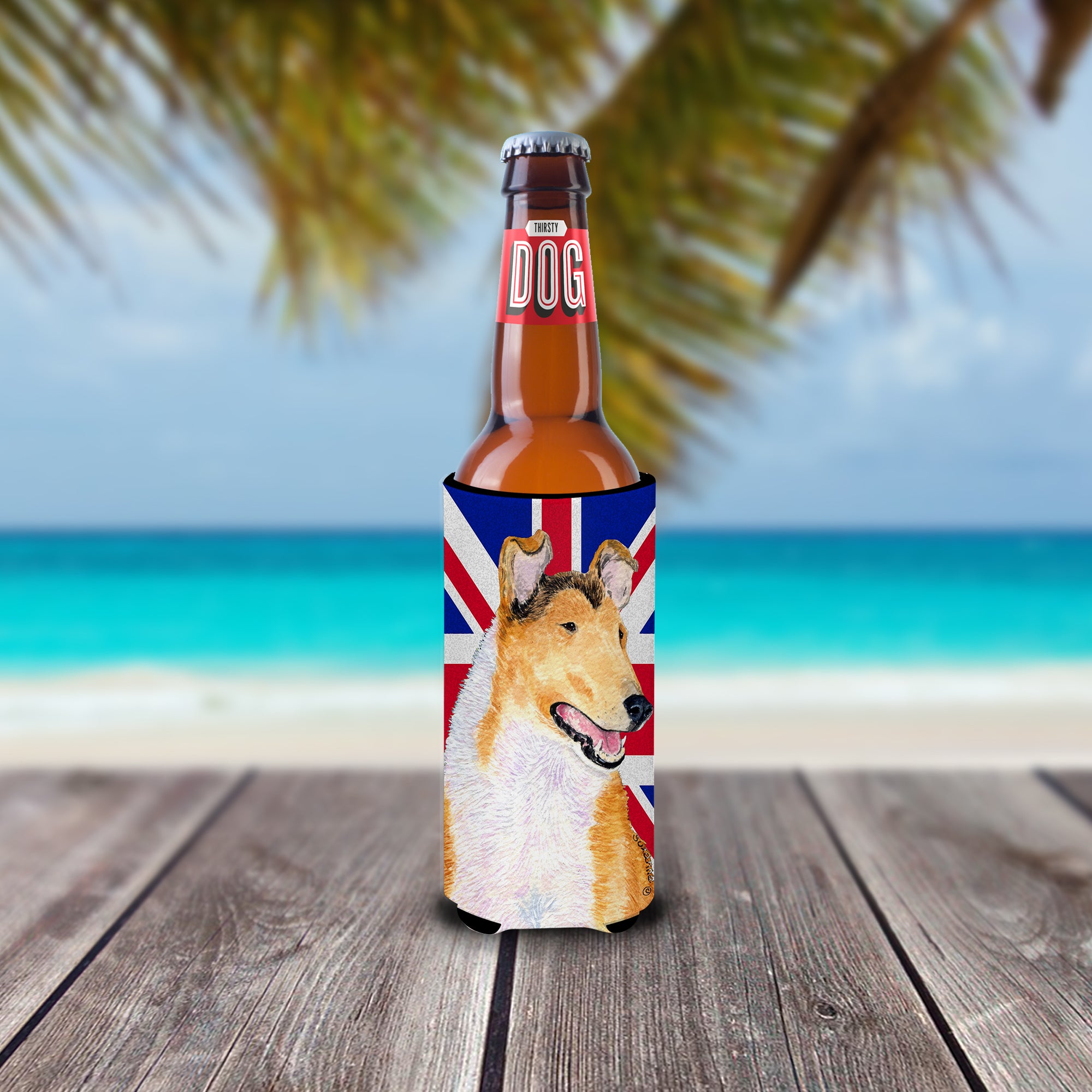 Collie Smooth with English Union Jack British Flag Ultra Beverage Insulators for slim cans SS4912MUK