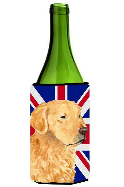 Golden Retriever with English Union Jack British Flag Wine Bottle Beverage Insulator Hugger SS4918LITERK by Caroline's Treasures