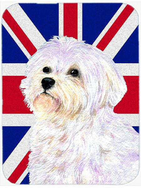 Maltese with English Union Jack British Flag Glass Cutting Board Large Size SS4923LCB by Caroline's Treasures