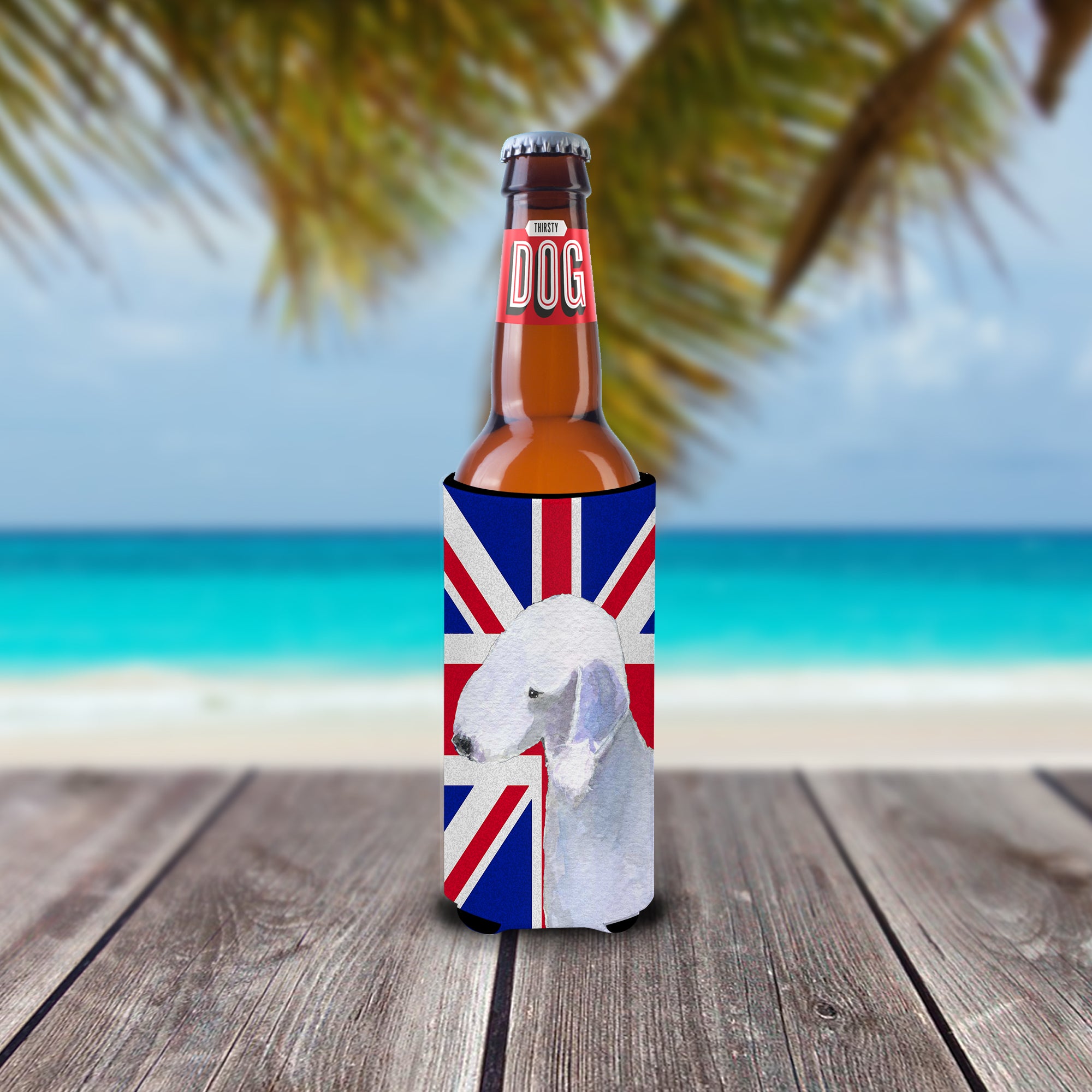 Bedlington Terrier with English Union Jack British Flag Ultra Beverage Insulators for slim cans SS4925MUK