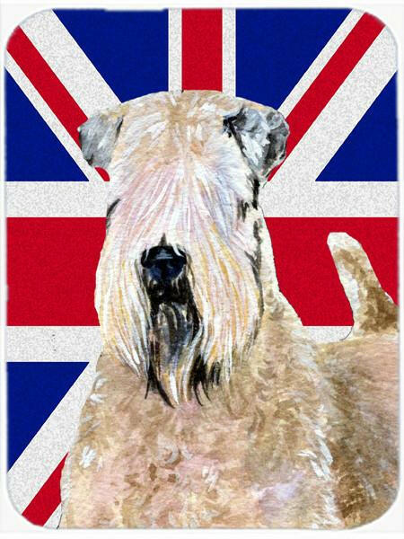 Wheaten Terrier Soft Coated with English Union Jack British Flag Glass Cutting Board Large Size SS4935LCB by Caroline's Treasures