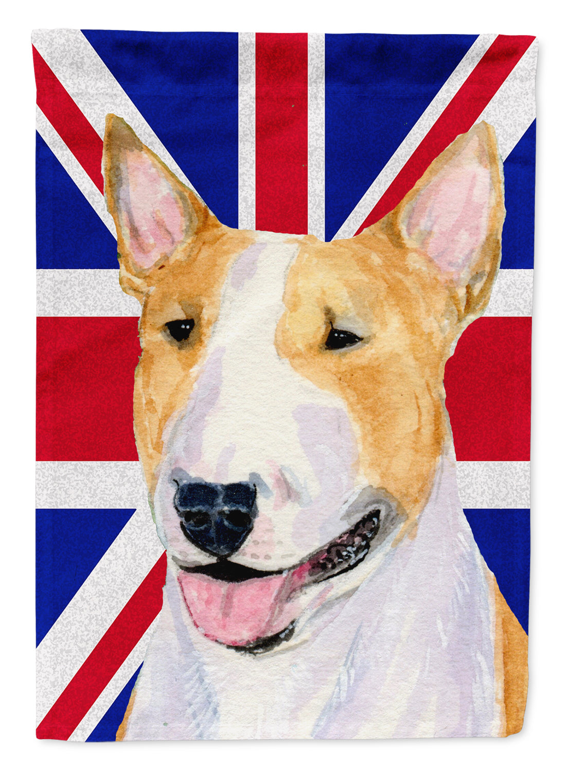 Bull Terrier with English Union Jack British Flag Flag Canvas House Size SS4938CHF