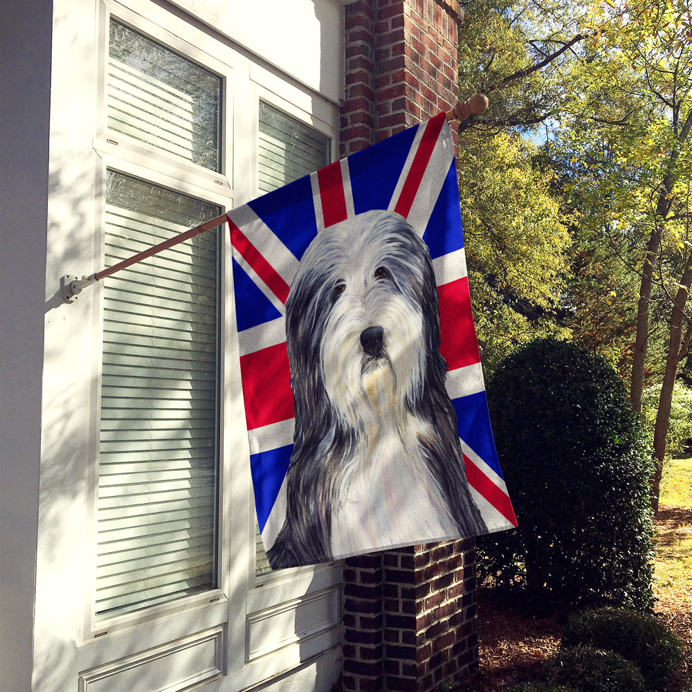 Bearded Collie with English Union Jack British Flag Flag Canvas House Size SS4939CHF