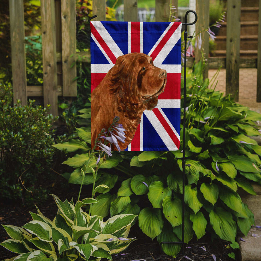 Sussex Spaniel with English Union Jack British Flag Flag Garden Size