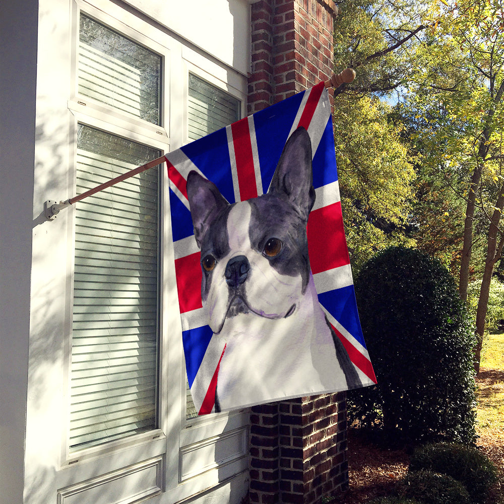 Boston Terrier with English Union Jack British Flag Flag Canvas House Size SS4958CHF