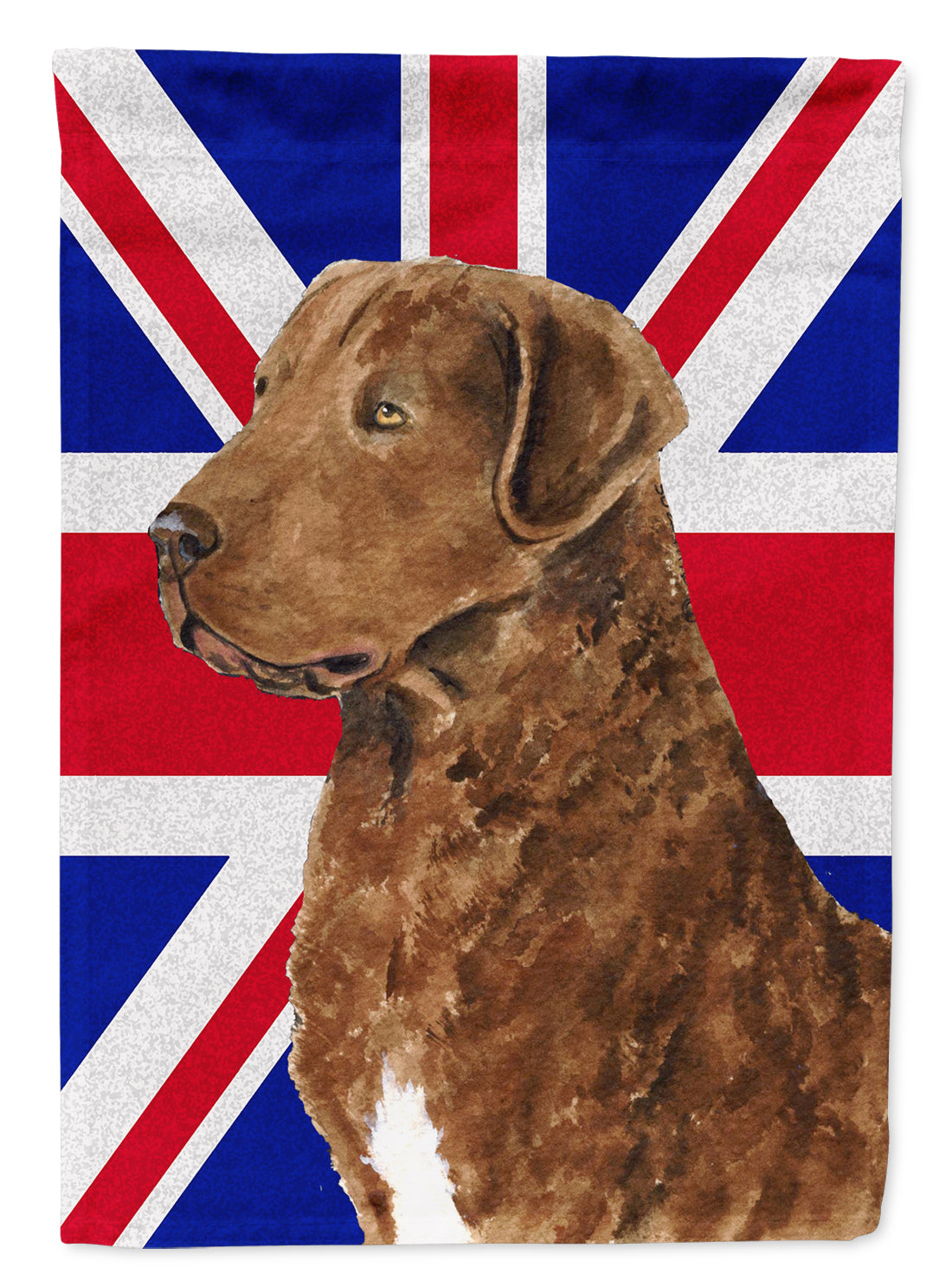 Curly Coated Retriever with English Union Jack British Flag Flag Canvas House Size SS4973CHF