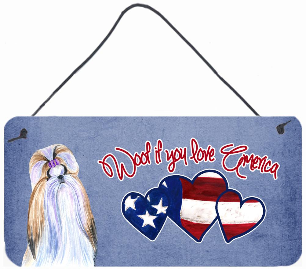 Woof if you love America Shih Tzu Wall or Door Hanging Prints SS4977DS612 by Caroline's Treasures