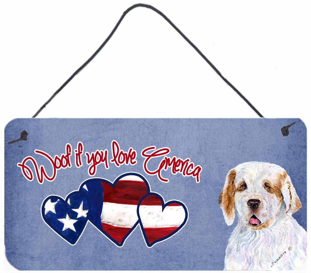 Woof if you love America Clumber Spaniel Wall or Door Hanging Prints SS5011DS612 by Caroline's Treasures