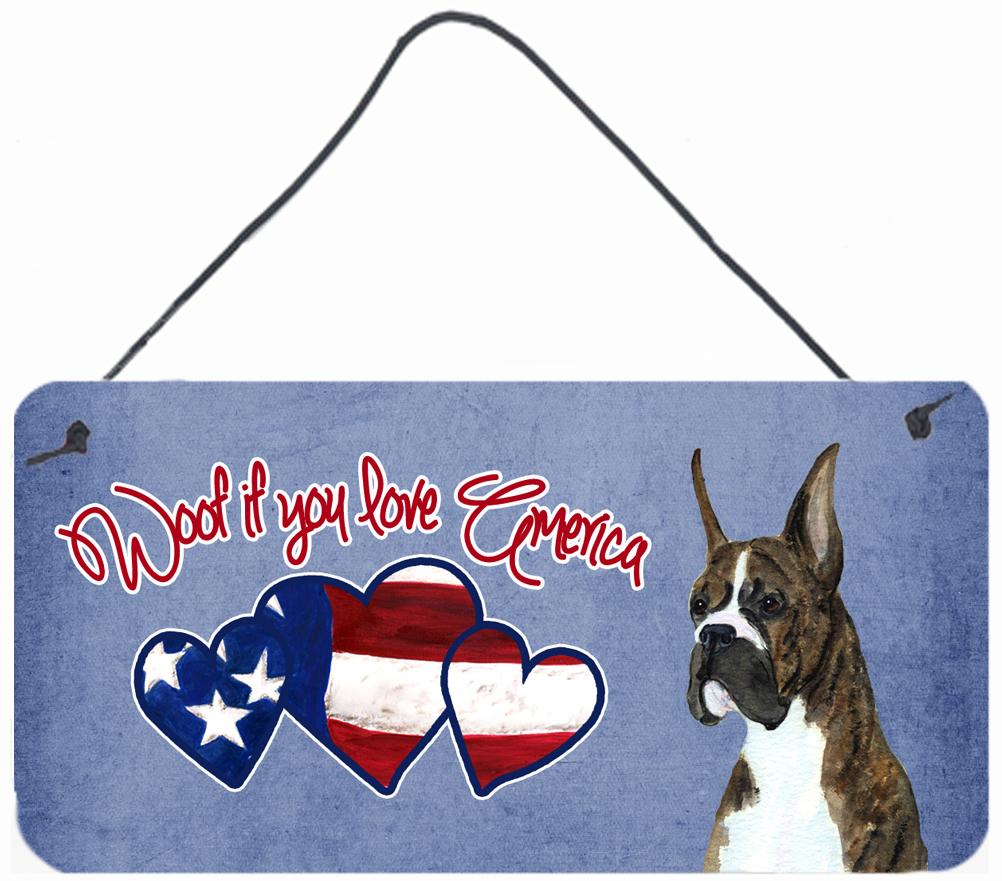 Woof if you love America Brindle Cropped Boxer Wall or Door Hanging Prints by Caroline's Treasures