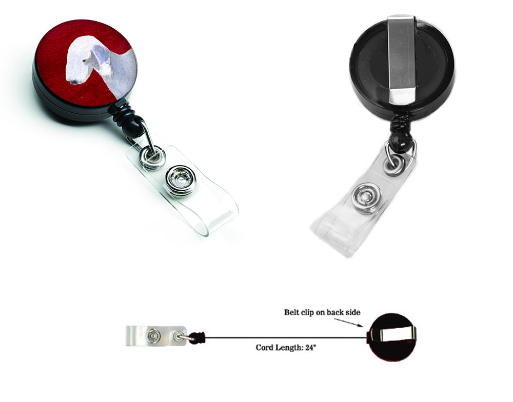 Bedlington Terrier Retractable Badge Reel or ID Holder with Clip.