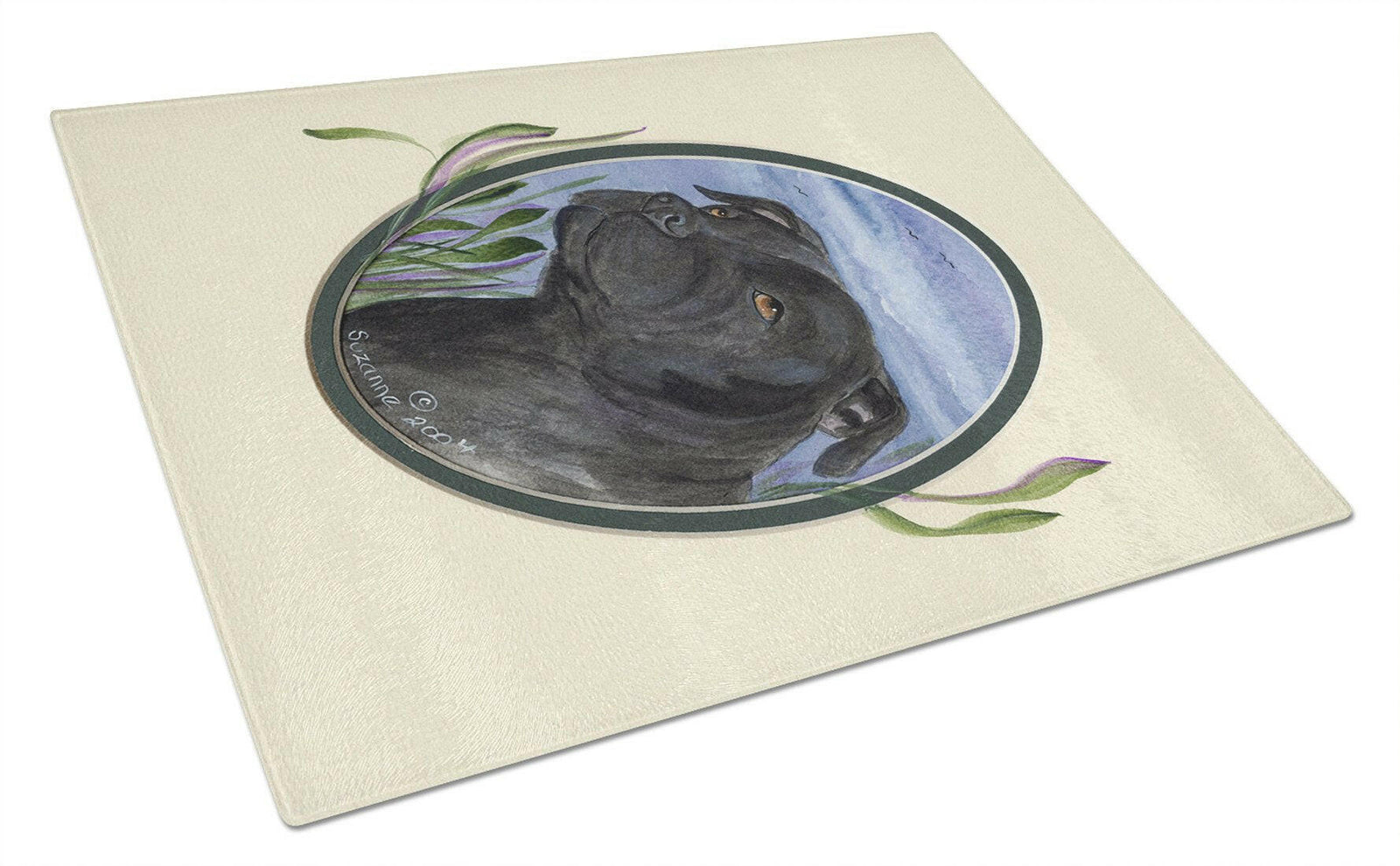 Staffie Glass Cutting Board Large by Caroline's Treasures