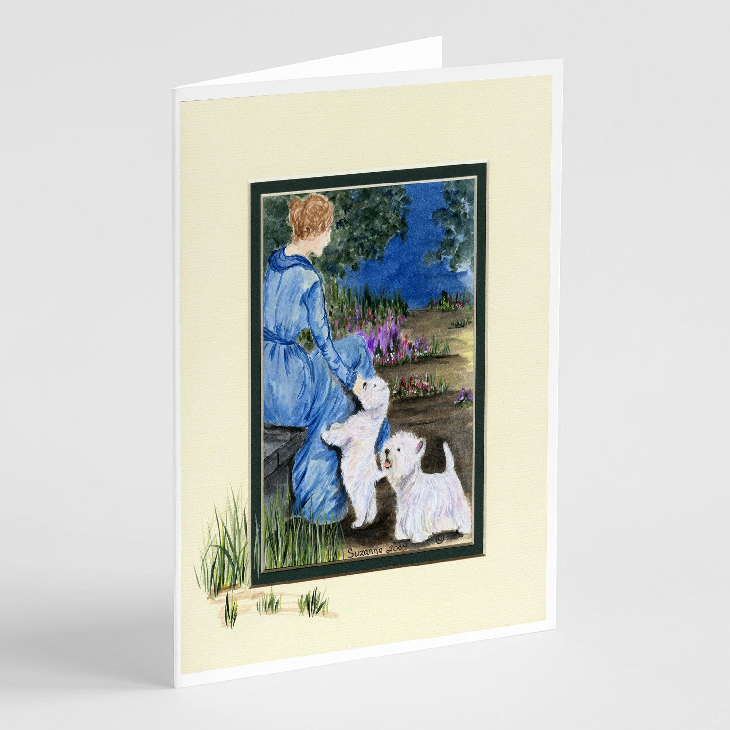 Buy this Lady with her  Westie Greeting Cards and Envelopes Pack of 8
