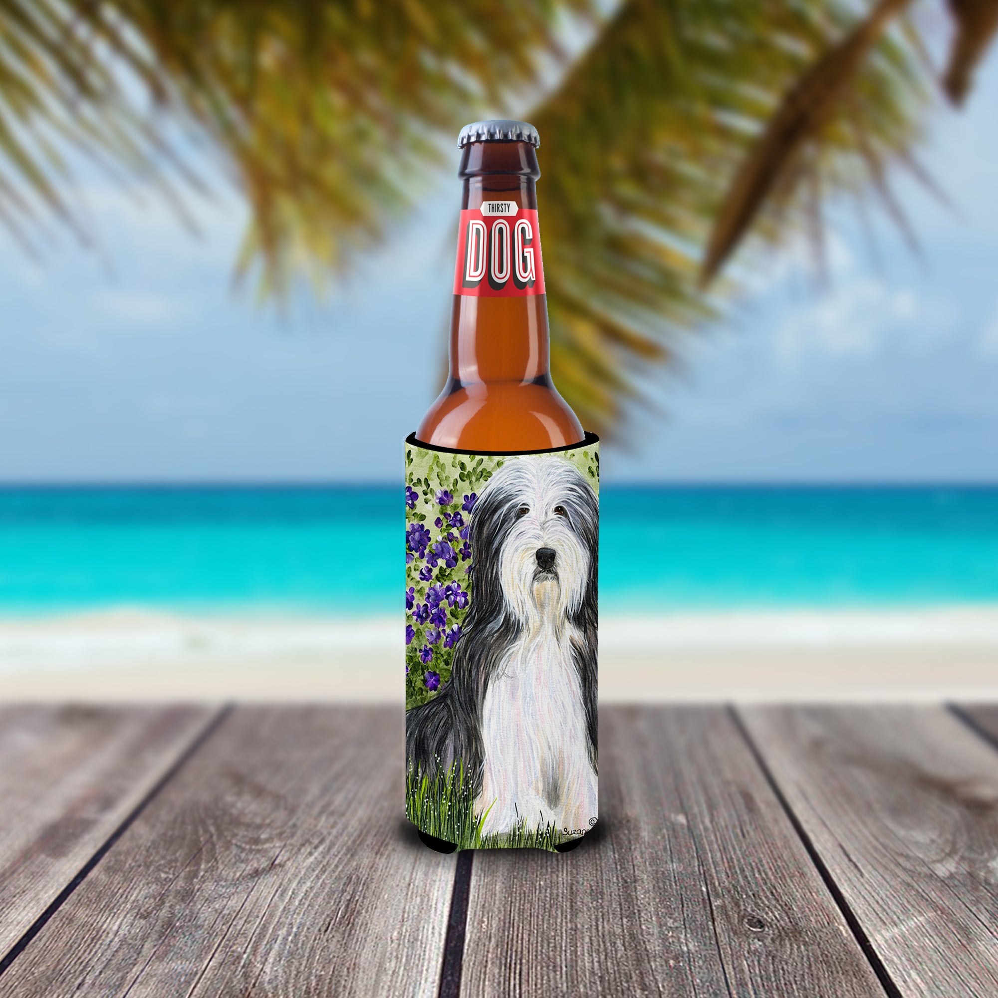 Bearded Collie Ultra Beverage Insulators for slim cans SS8022MUK.