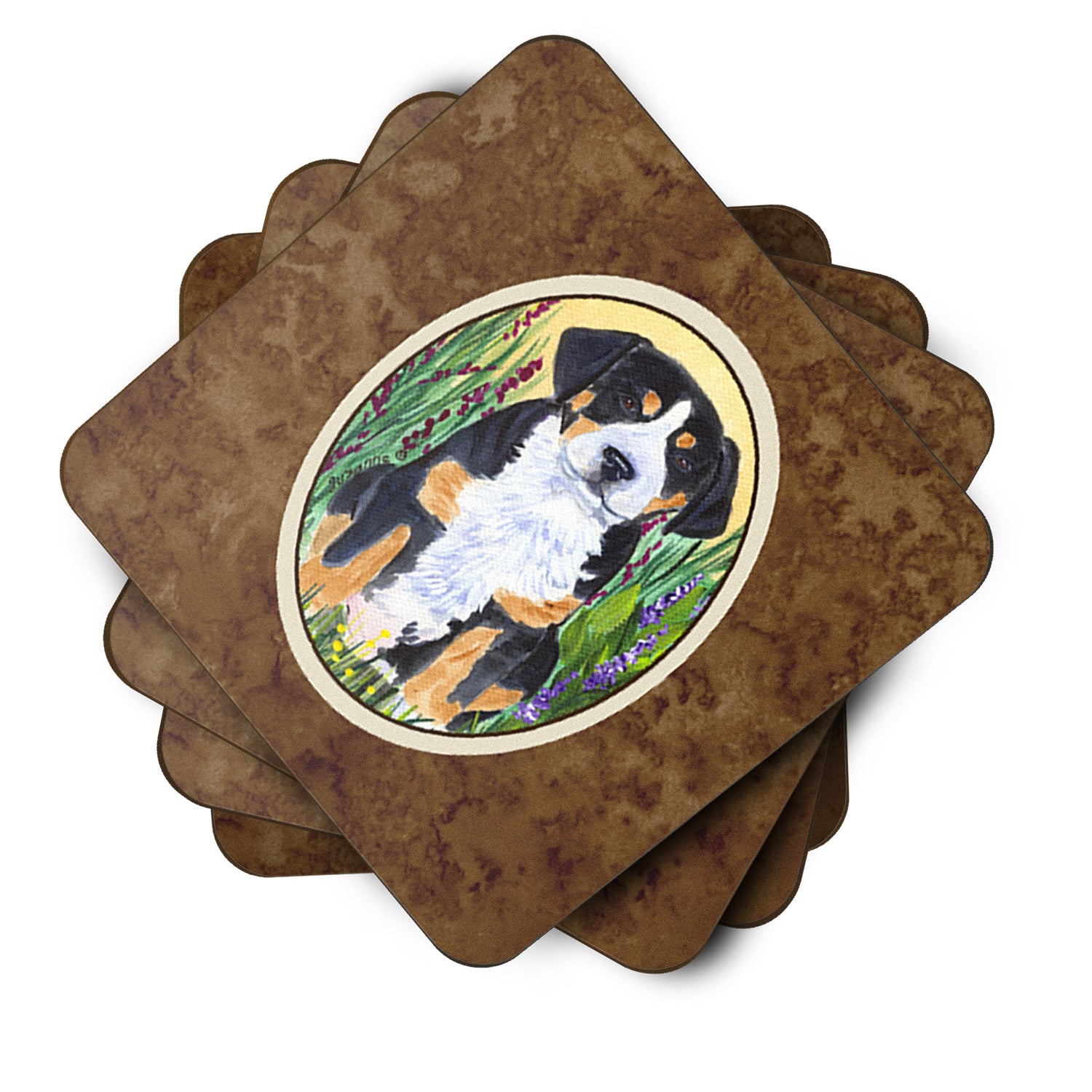 Set of 4 Greater Swiss Mountain Dog Foam Coasters - the-store.com