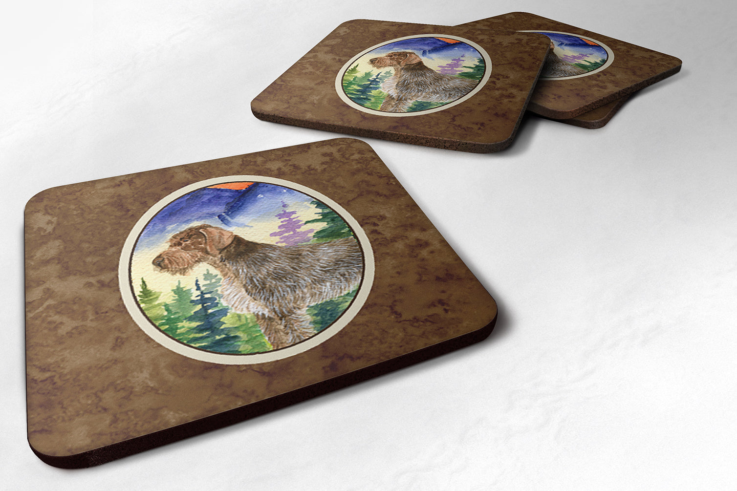 Set of 4 German Wirehaired Pointer Foam Coasters - the-store.com