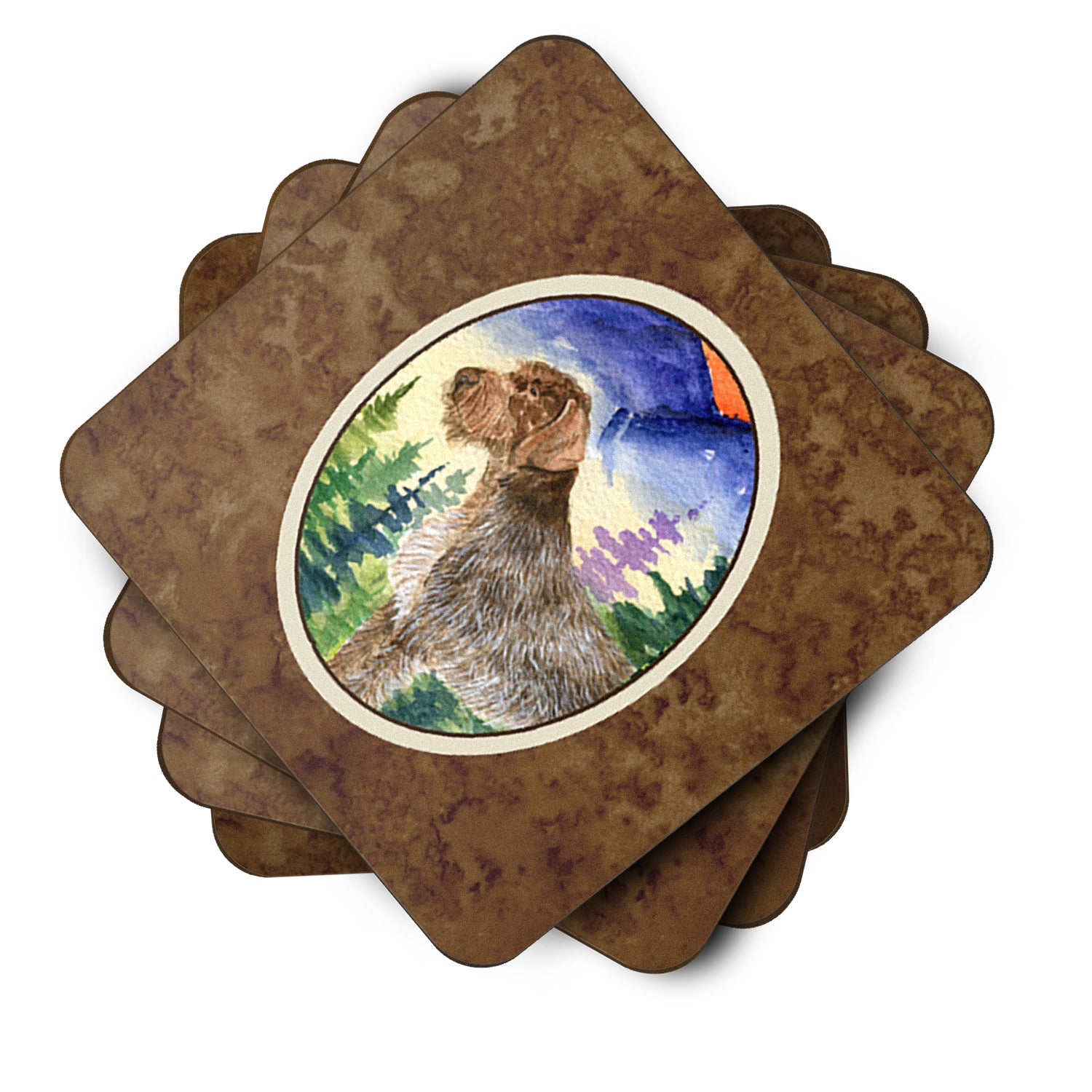 Set of 4 German Wirehaired Pointer Foam Coasters - the-store.com