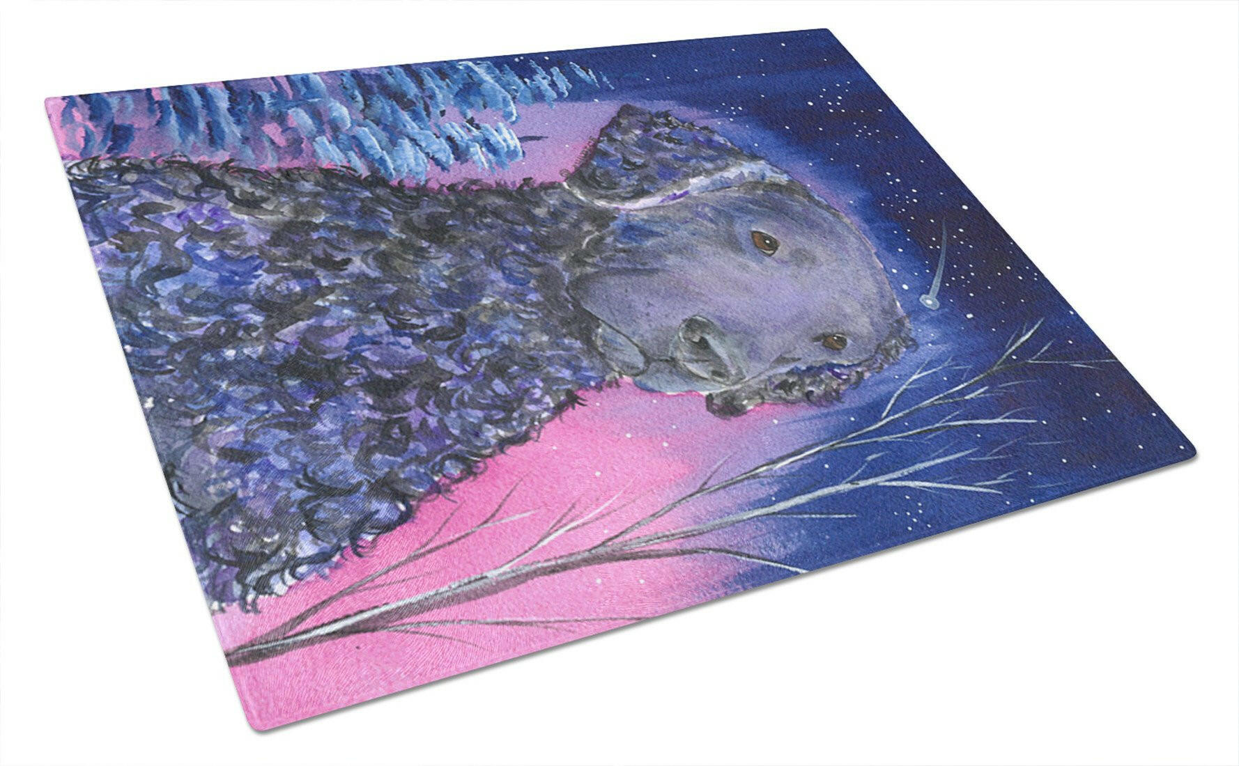 Starry Night Curly Coated Retriever Glass Cutting Board Large by Caroline's Treasures
