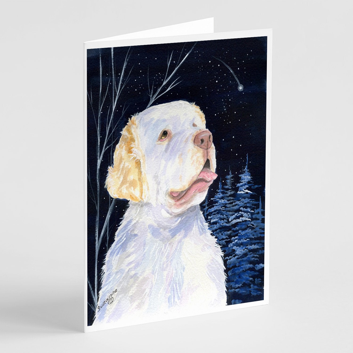 Buy this Starry Night Clumber Spaniel Greeting Cards and Envelopes Pack of 8