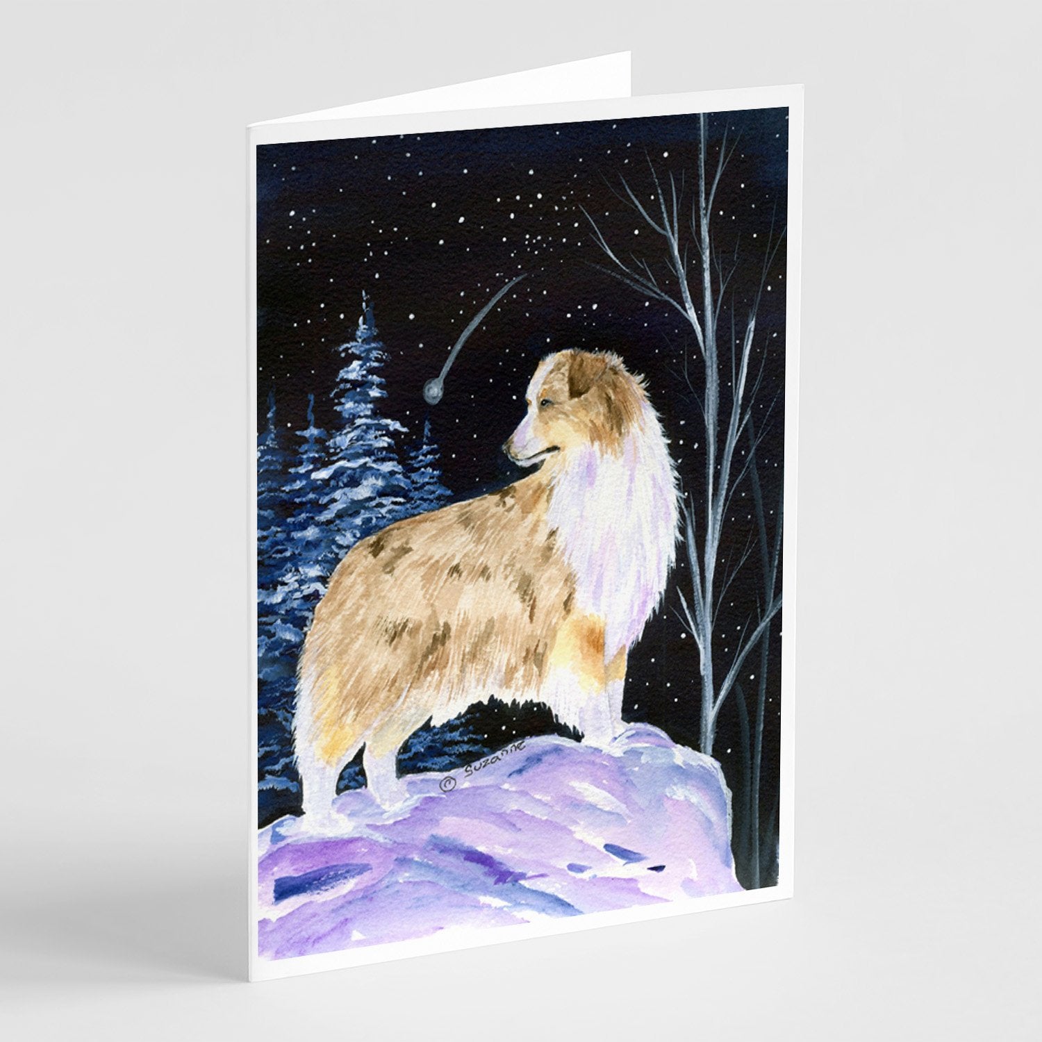 Buy this Starry Night Australian Shepherd Greeting Cards and Envelopes Pack of 8