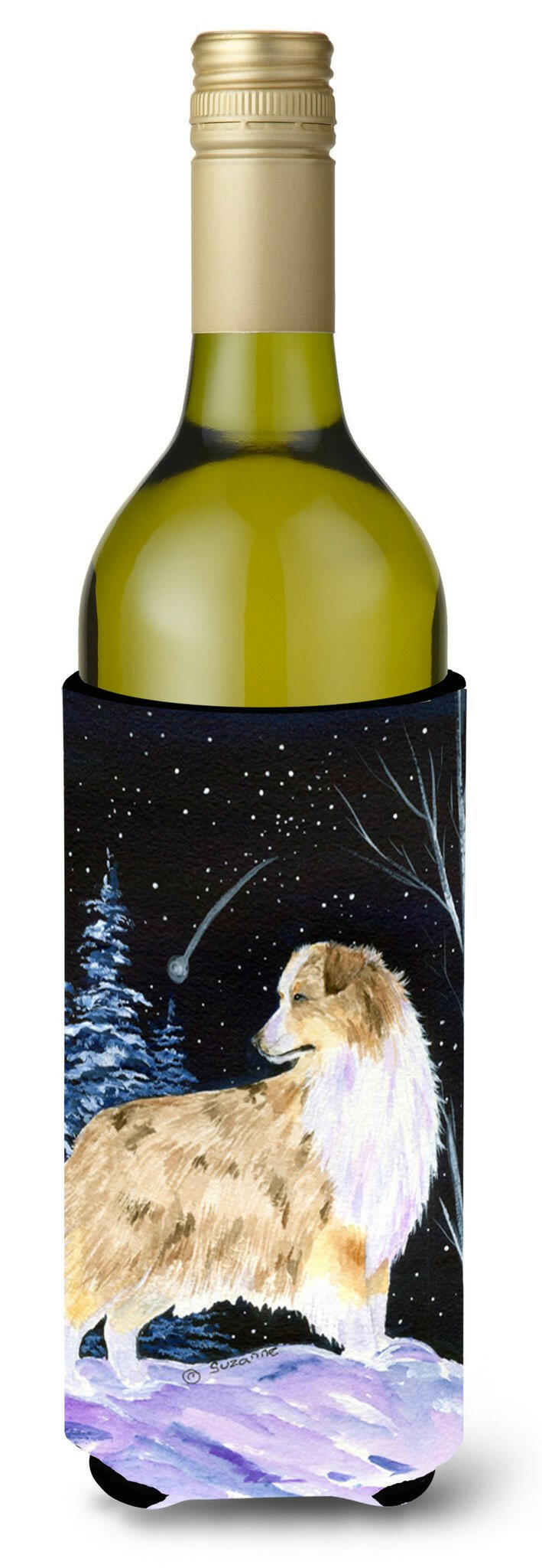 Starry Night Australian Shepherd Wine Bottle Beverage Insulator Beverage Insulator Hugger by Caroline's Treasures