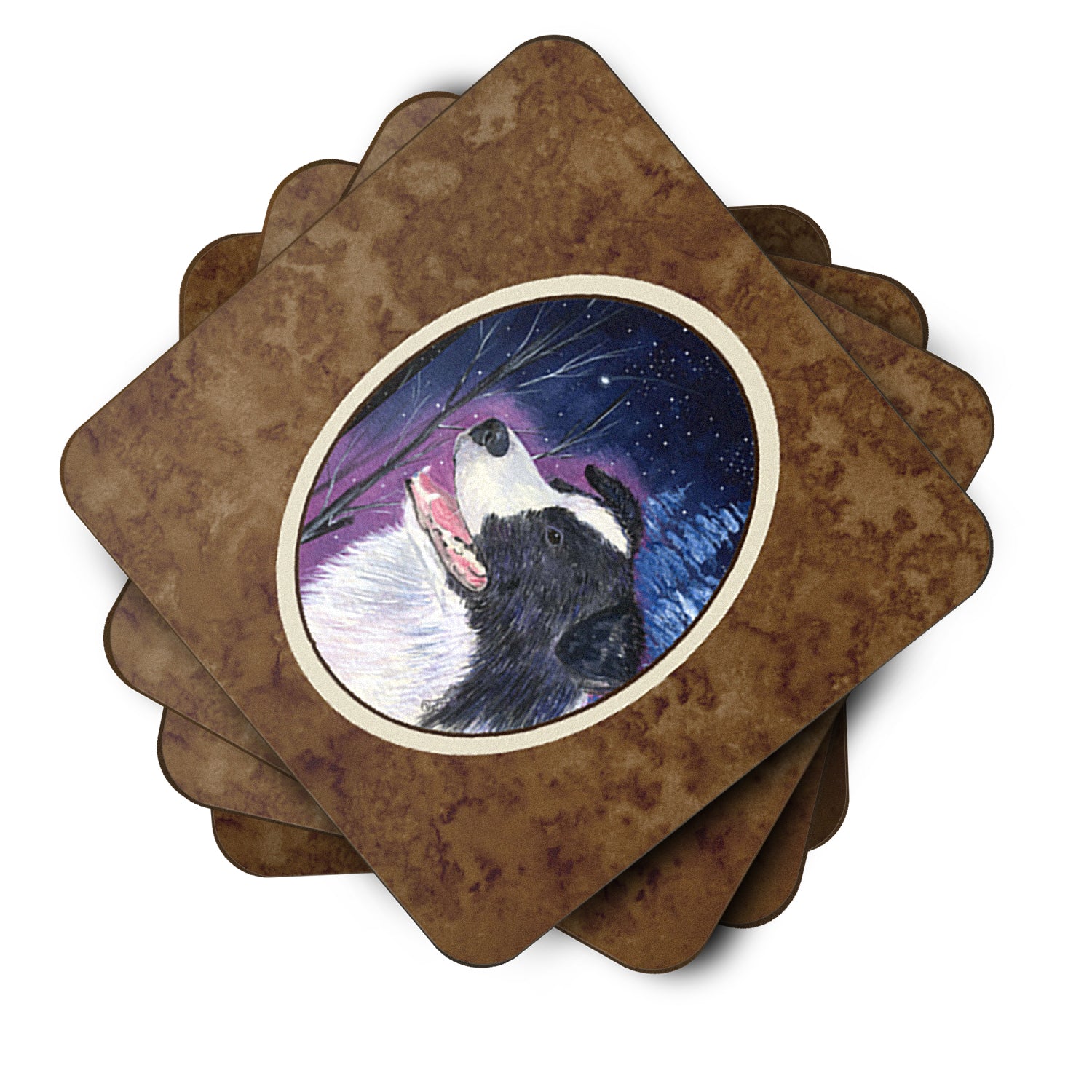 Starry Night Border Collie Foam Coasters Set of 4 - the-store.com