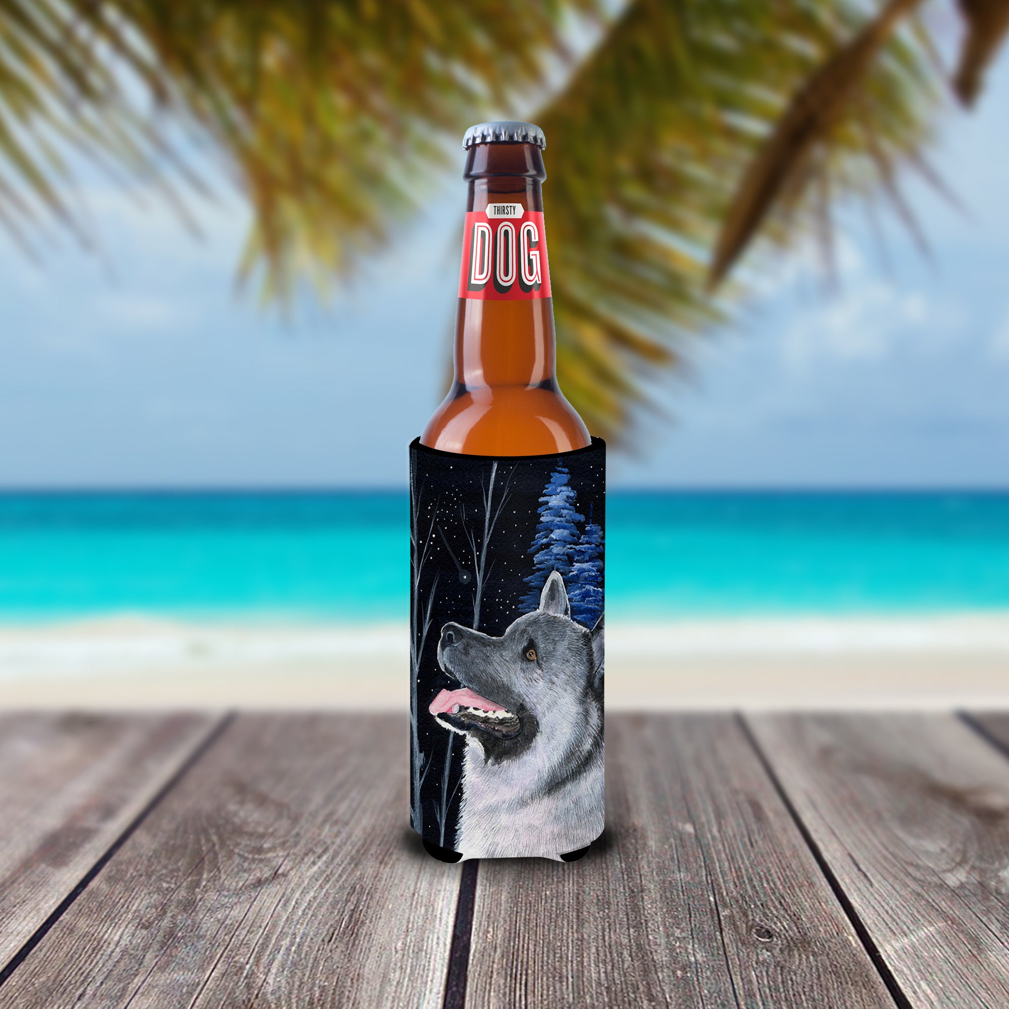 Starry Night Norwegian Elkhound Ultra Beverage Insulators for slim cans SS8398MUK.