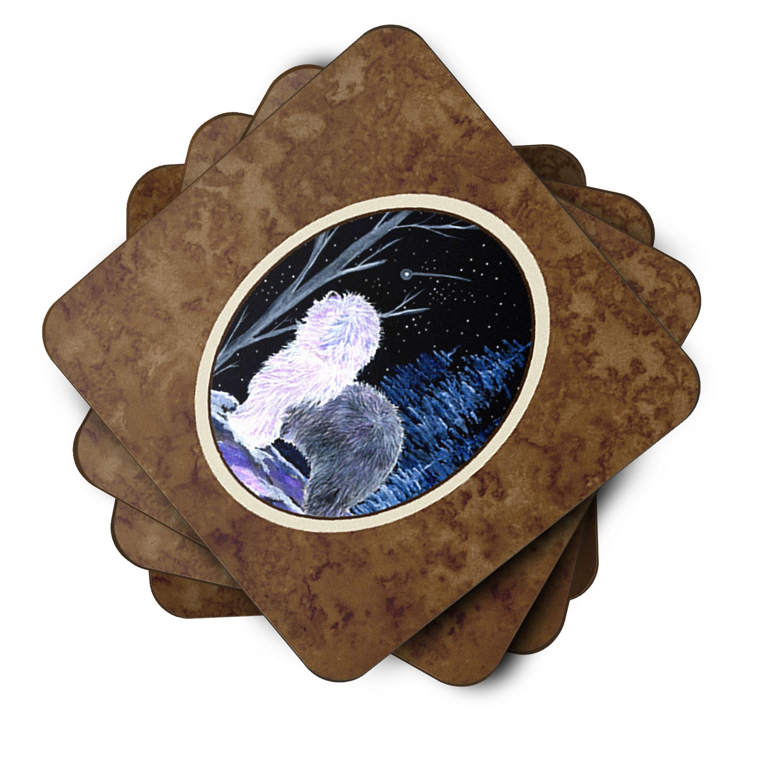 Starry Night Old English Sheepdog Foam Coasters Set of 4 - the-store.com