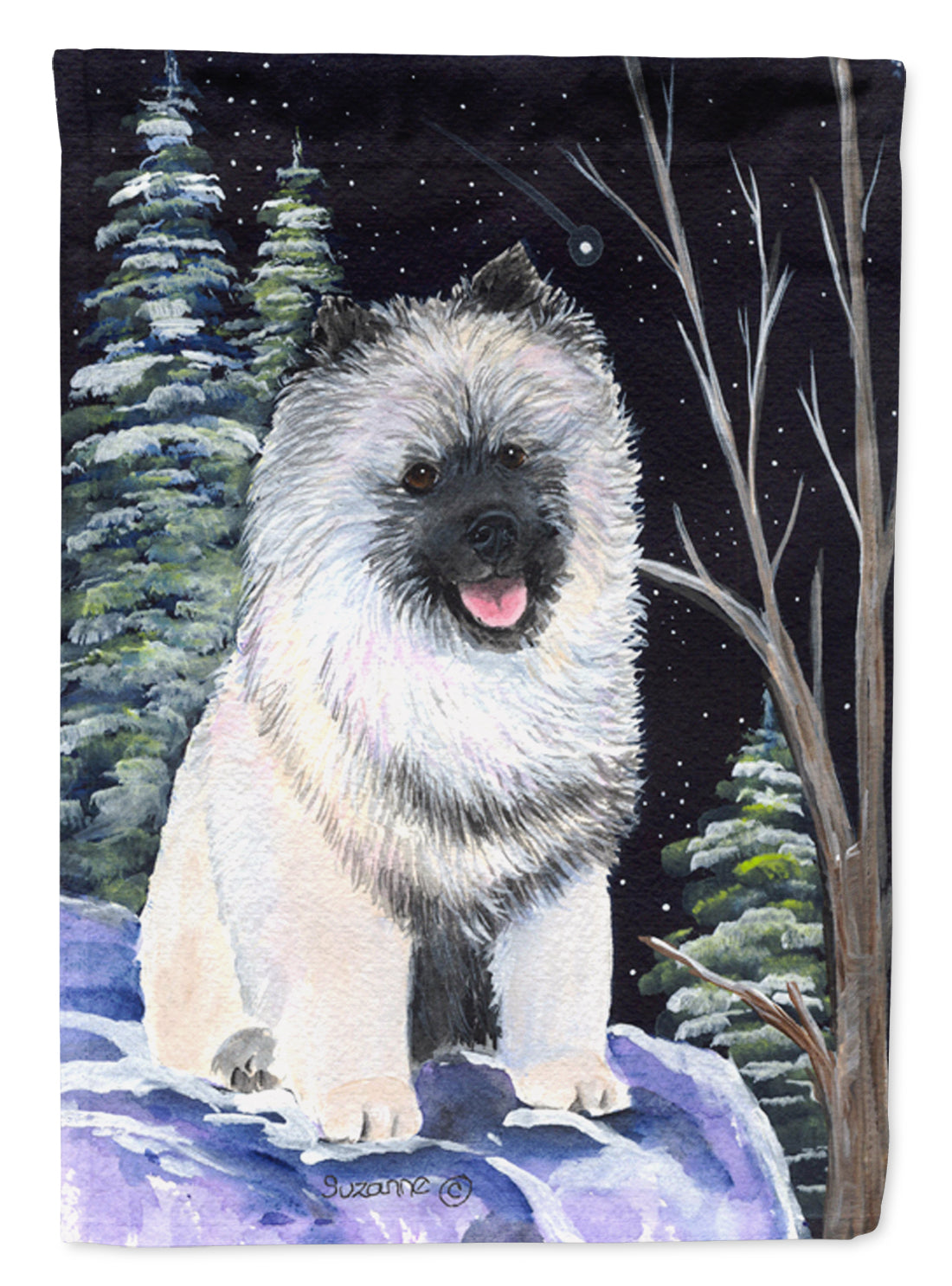 Starry Night Keeshond Flag Canvas House Size