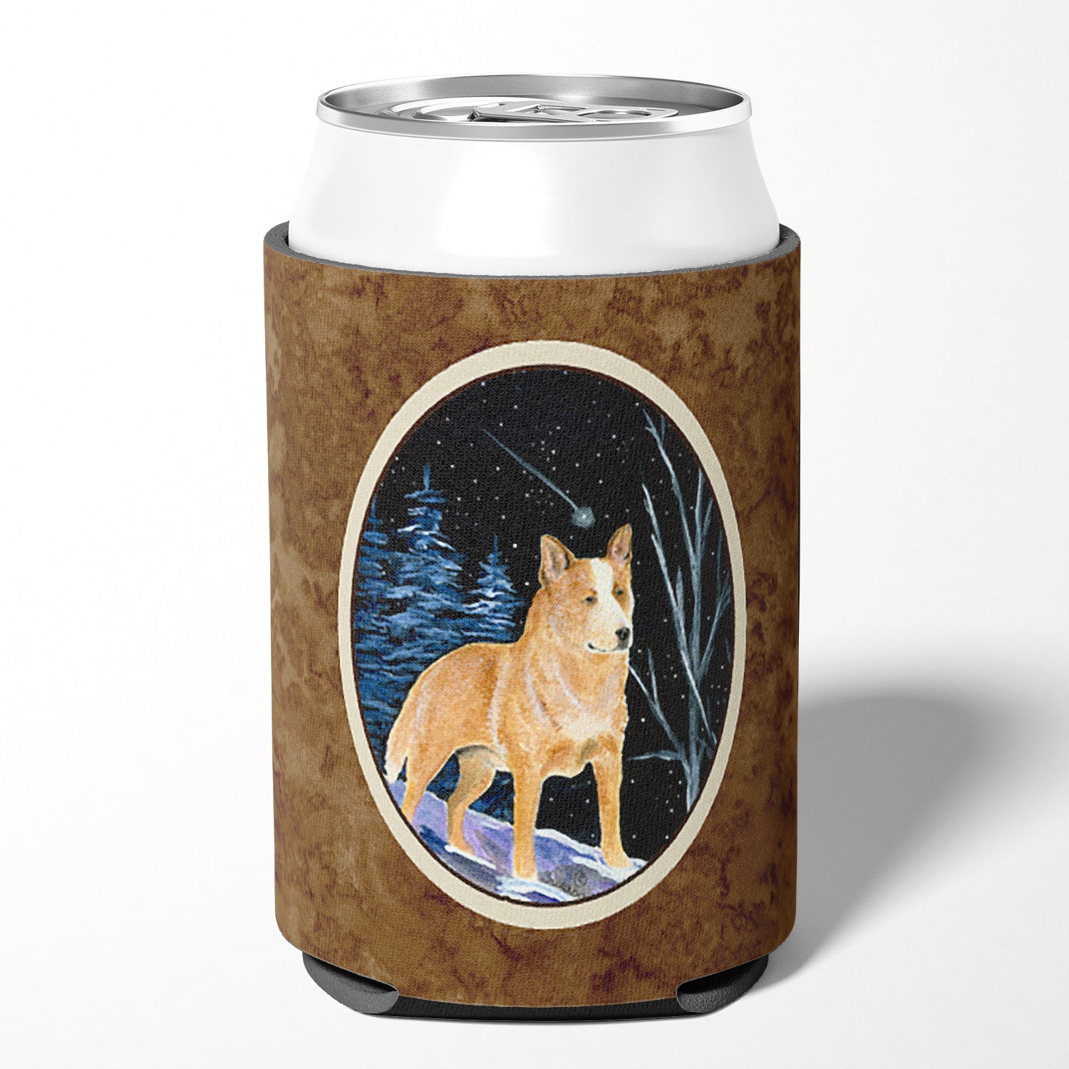 Starry Night Australian Cattle Dog Can or Bottle Beverage Insulator Hugger.