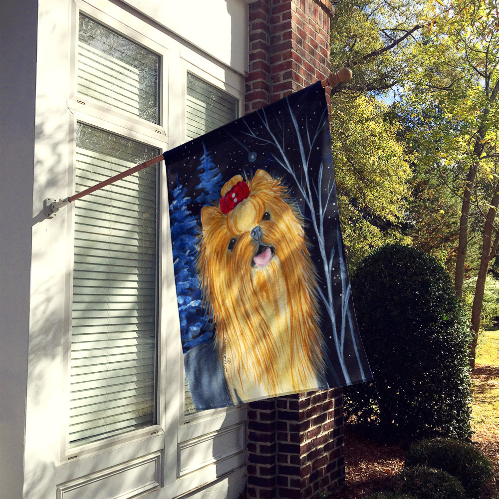 Starry Night Yorkie Flag Canvas House Size