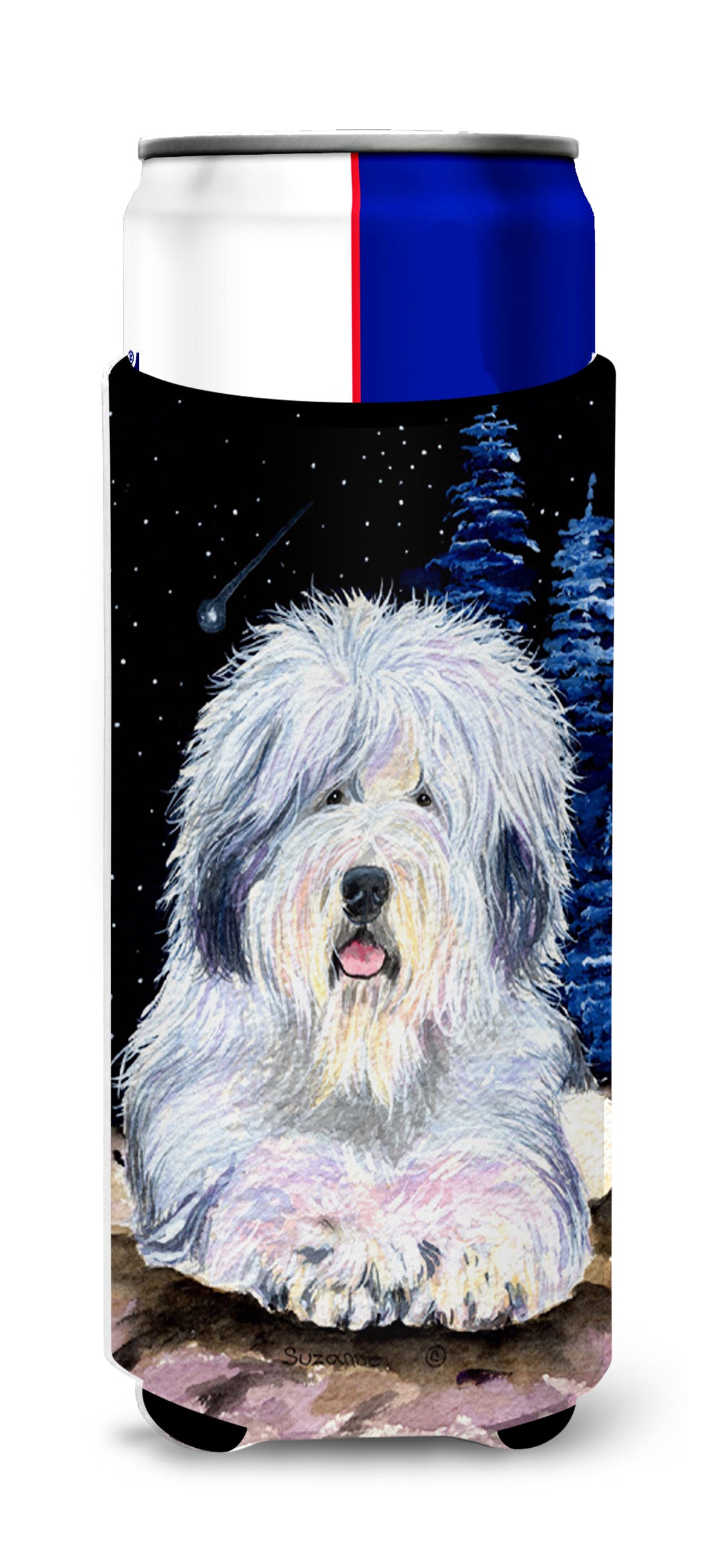 Starry Night Old English Sheepdog Ultra Beverage Insulators for slim cans SS8443MUK